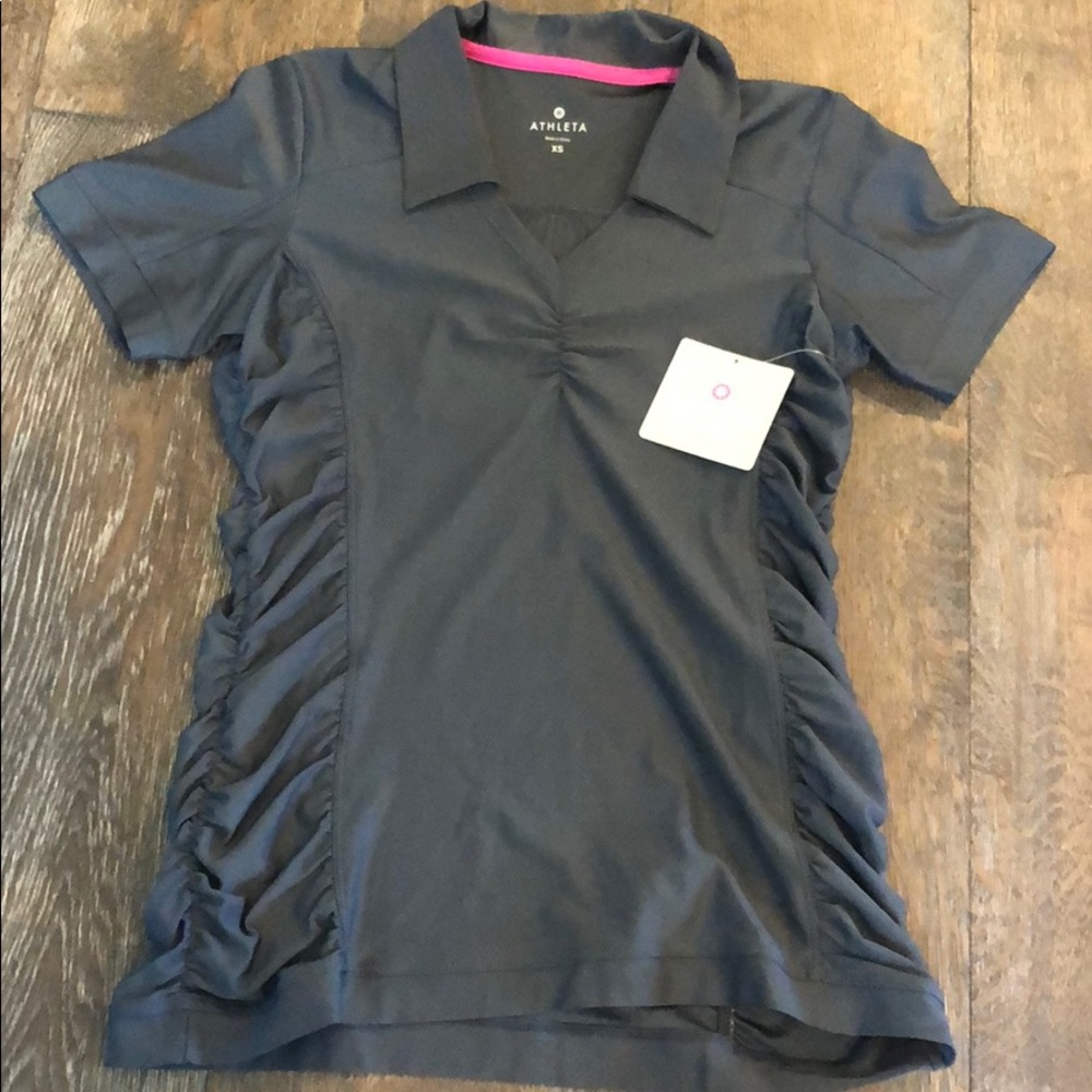 NWT!  Athleta Golf/Tennis Polo with Ruched Sides